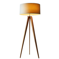 Tripod Floor Lamp Modern Home Decor Mustard Yellow Shade Wooden Legs