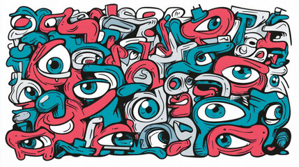 Obraz premium Graffiti Doodle: Funky eyes and shapes Art for cards, t-shirts, street poster