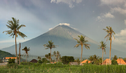 Magnificent Mt. Agung volcano and rural landscape of tropical Bali island in the village of Amed, Karangasem district © Vladimir