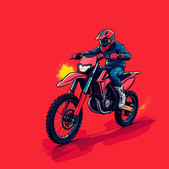 Motorcross Vector Art Background Red