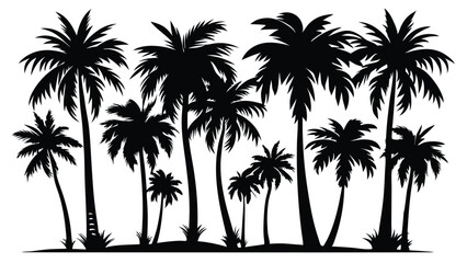 Escape to Tropical Serenity: Stunning Collection of Elegant Black Palm Tree Silhouettes in Monochrome
