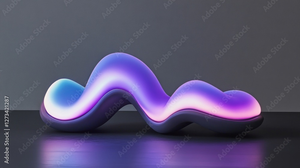 Poster abstract illuminated sculptural form with fluid design