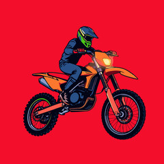 Motorcross Vector Art Background Red