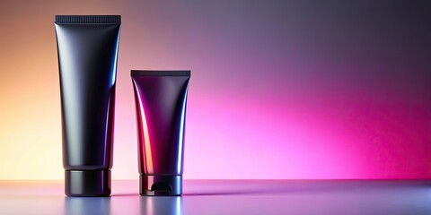 Sleek black cosmetic tube: minimalist design, elegant simplicity, perfect skincare packaging mockup.