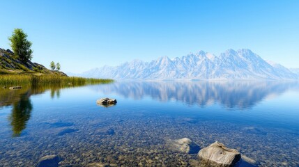 Tranquil Lake Mountain Reflection