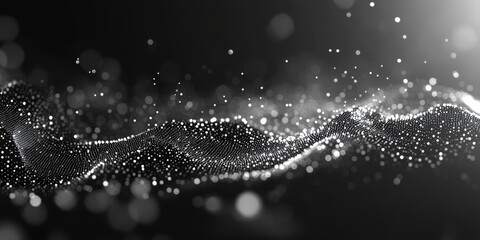 Intensely detailed pattern: intricately woven waves of small white dots dance across a deep black canvas, crafting a mesmerizing, symmetrical design