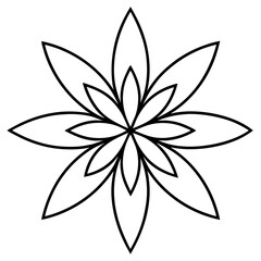 Hand-Drawn Canna Mandala in Line Art