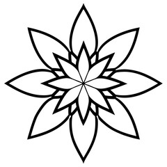 Hand-Drawn Canna Mandala in Line Art