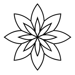 Hand-Drawn Canna Mandala in Line Art