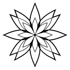 Hand-Drawn Canna Mandala in Line Art