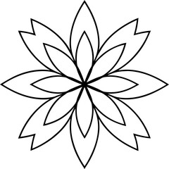 Hand-Drawn Canna Mandala in Line Art