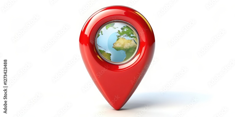 Poster red map pointer with earth globe
