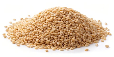 Obraz premium Heap of Rolled Grain on White Background