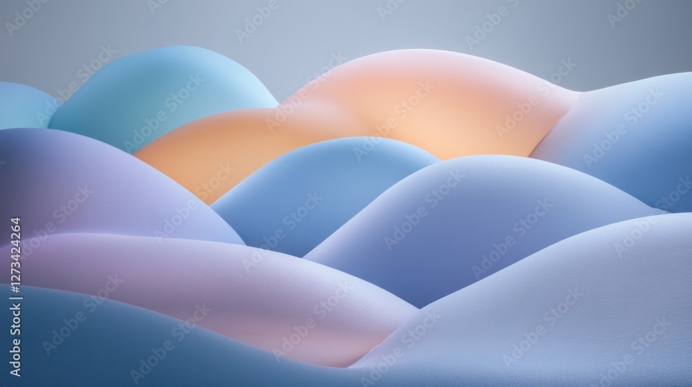 Poster abstract pastel hillscape soft color gradient