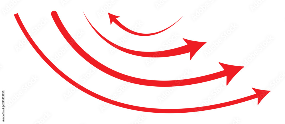 Poster wavy curved long arrow icon. long line arrow vector. flat style arrow symbol. vector icon of a thin 