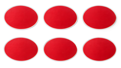 Red Oval Paper Sticker Set with Contemporary Design

