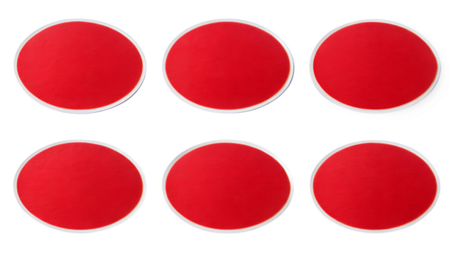 Red Oval Paper Sticker Set with Contemporary Design

