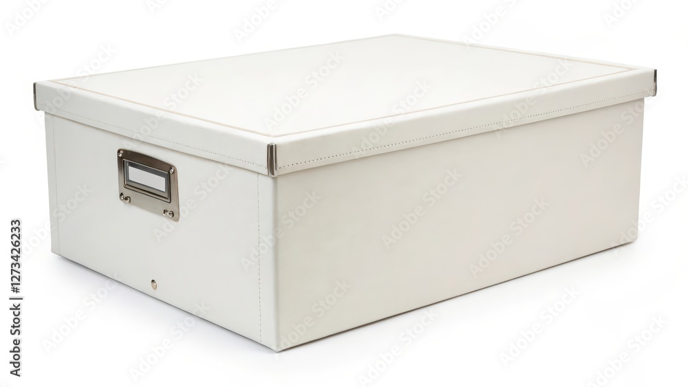 Poster white cardboard storage box with lid and handle