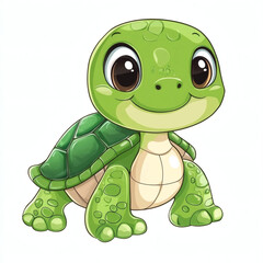 Fototapeta premium Adorable Green Turtle Cartoon Character Illustration