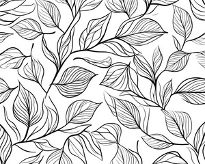 Elegant Line Art Leaves Pattern