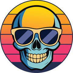 Stay Wild and Chill: Stylish Animal-Wearing Sunglasses Against a Cool Sunset Background
