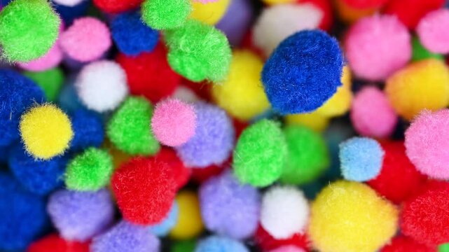 colorful pom poms
