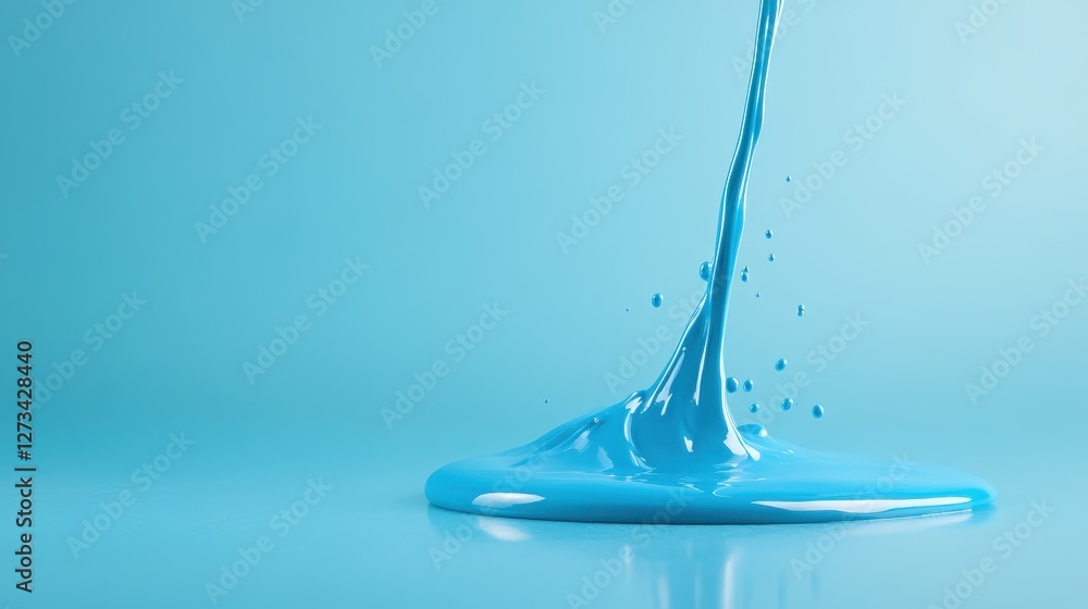 Poster this image captures vibrant blue liquid gracefully flowing down, creating a mesmerizing pattern with