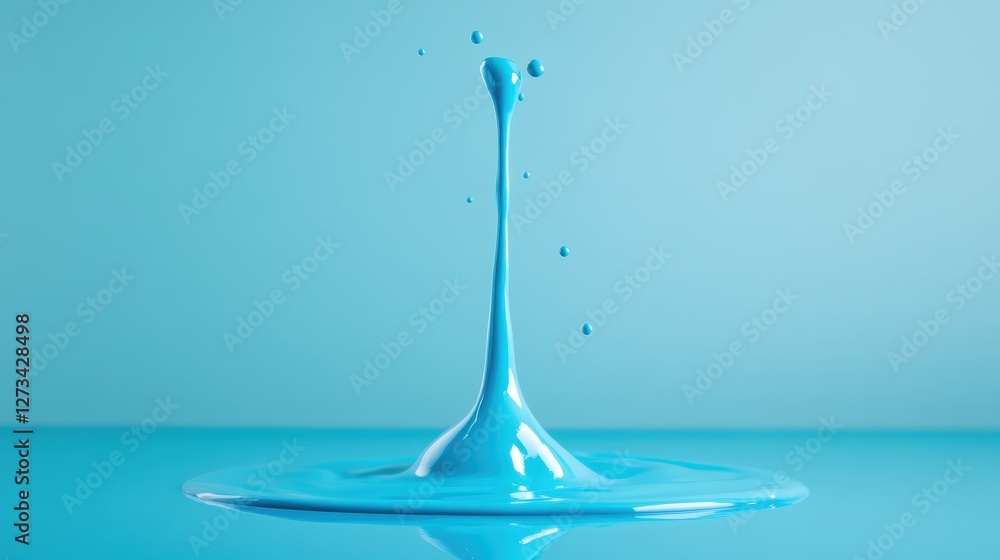 Poster this captivating image showcases suspended droplets of blue liquid caught in the air, creating a dyn