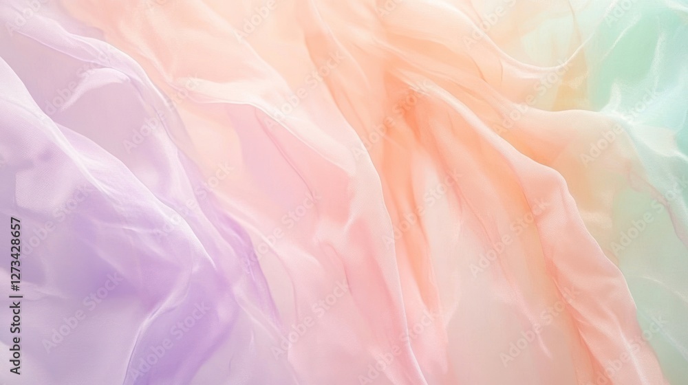 Poster Pastel Draped Sheer Fabric Showing Soft Color Gradient
