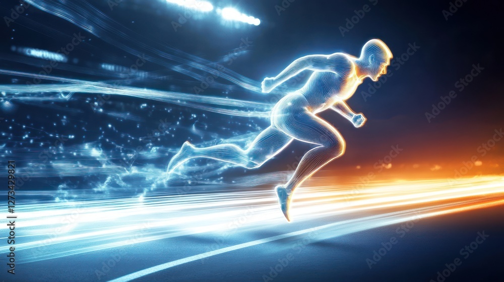 Poster digital runner: transcending limits in a high-tech realm