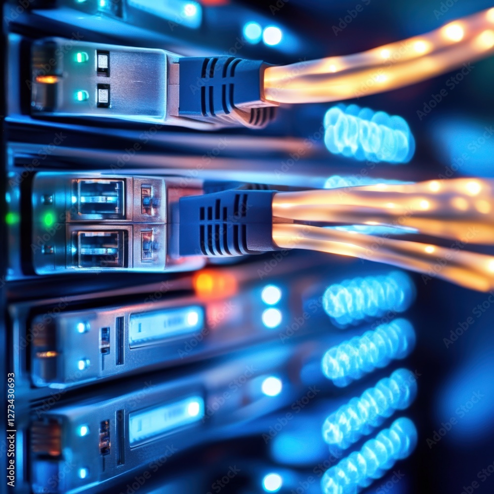 Poster data transfer action server room technology content digital environment close-up viewpoint connectiv