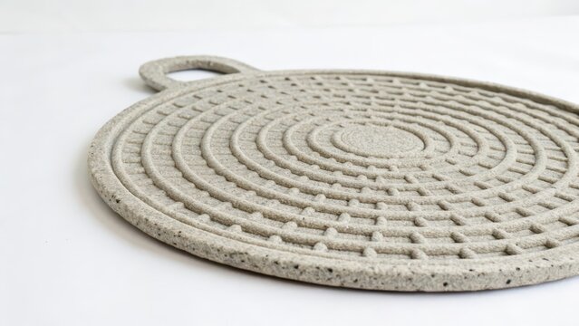 Grey Ceramic Serving Tray with Embossed Pattern