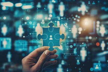 Fototapeta premium Digitale Sicherheitslösung mit Puzzle-Elementen