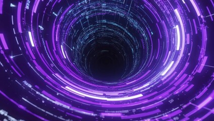 Fototapeta premium Abstract digital tunnel, swirling vortex, futuristic background. Possible use for tech, innovation, digital themes