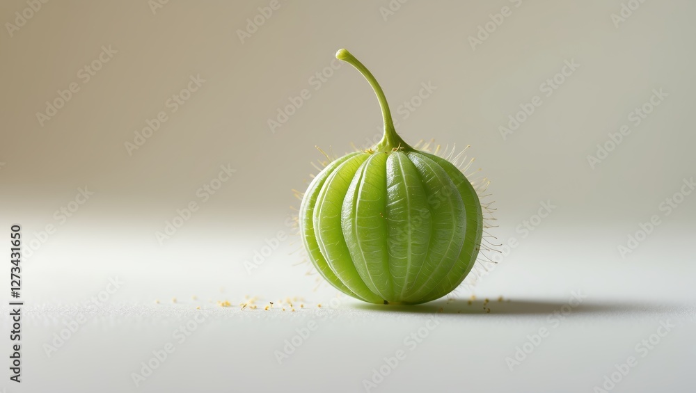 Poster delicate green fruit resting on a smooth surface with soft lighting highlighting its texture and sha