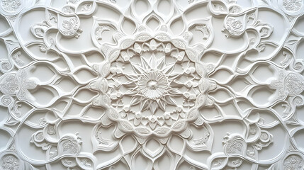 White Intricate 3D Relief Ornament