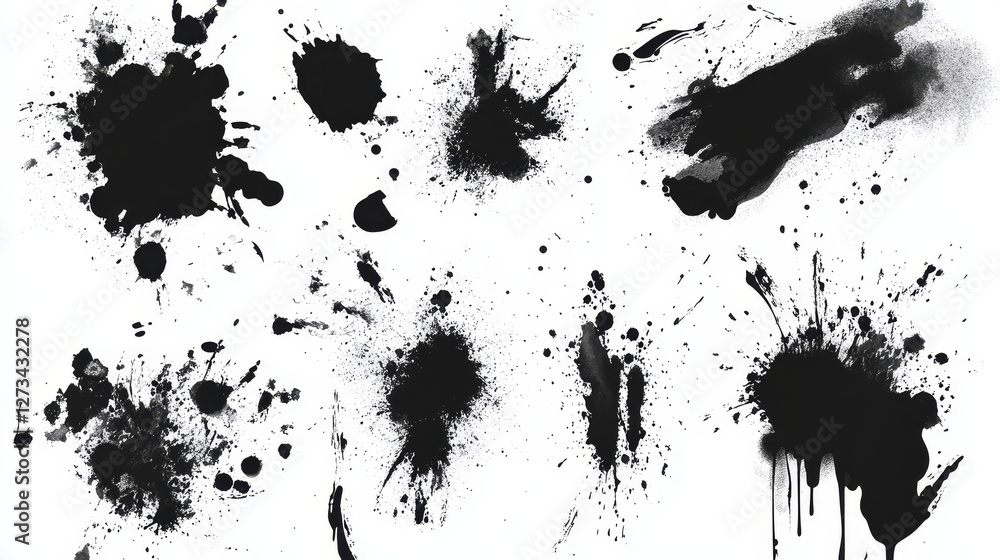 Aufkleber vector set of ink splashes blots splatter collection grunge design element and art messy backdrop co
