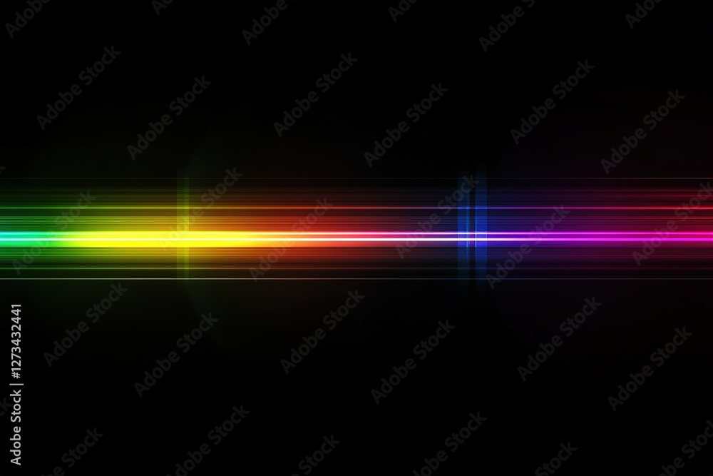 Poster radiant rainbow beams exploding on a black canvas: a vibrant, dynamic light effect perfect for backg