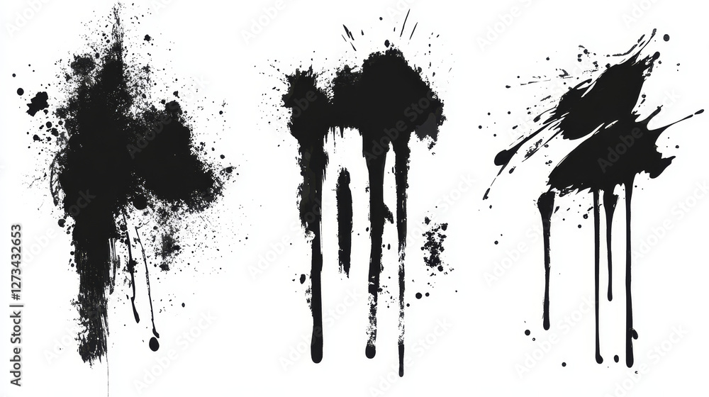 Aufkleber vector set of ink splashes blots splatter collection grunge design element and art messy backdrop co