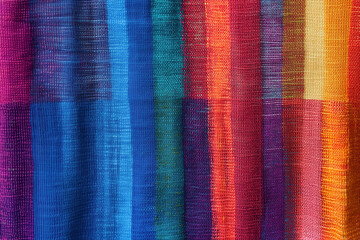 Colorful fabric showing traditional geometric pattern with vibrant colors