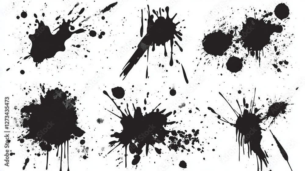 Aufkleber vector set of ink splashes blots splatter collection grunge design element and art messy backdrop co