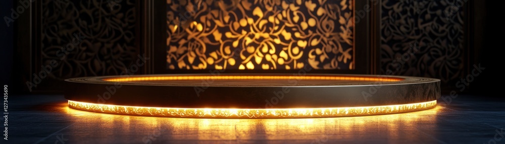 Aufkleber illuminated circular platform with ornate background