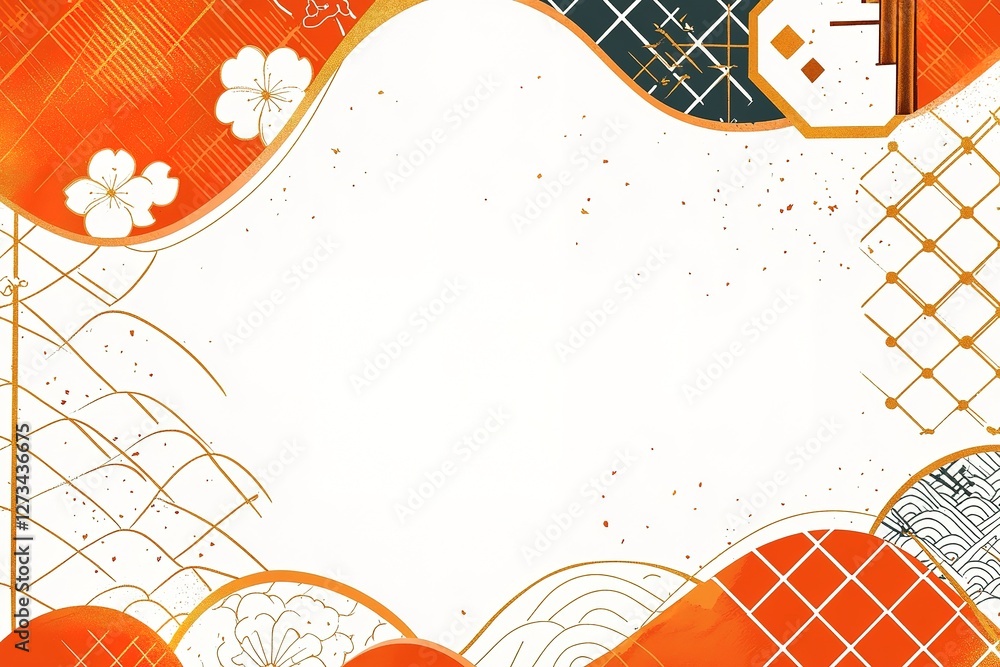 Poster bold orange and white checkered pattern on a vast blank canvas: ideal for branding, websites, presen