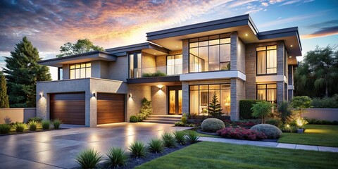 Obraz premium Luxurious Modern Home Exterior - 8K Real Estate Flyer Design