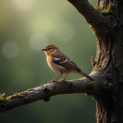 "Elegant small brown Bird Resting on a Branch"

