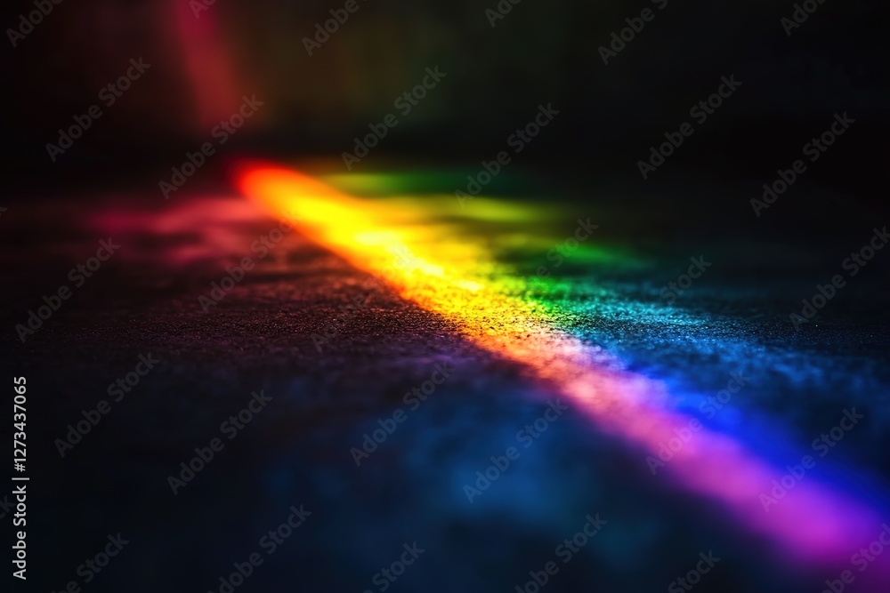 Poster ethereal prismatic light show: abstract art background. vibrant spectrum of colors exploding on a de