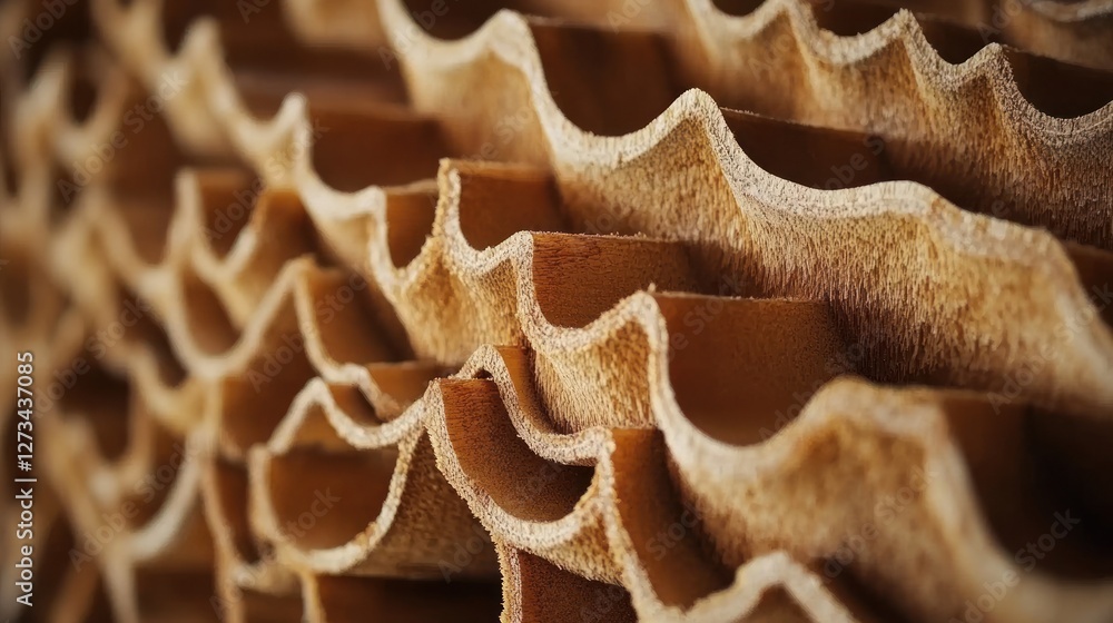 Poster Close up shot of cardboard layers with repeating patterns