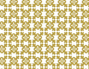 Elegant floral pattern in gold and white, showcasing intricate designs of flowers and delicate motifs.