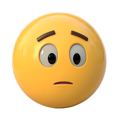Fototapeta premium A yellow emoji face with furrowed brows and a slightly downturned mouth, conveying confusion or uncertainty