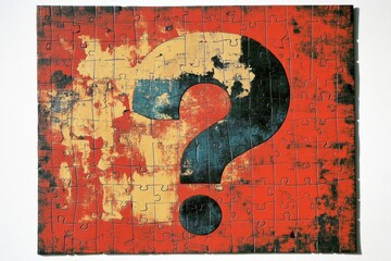 Question Mark Icon On White Puzzle, 